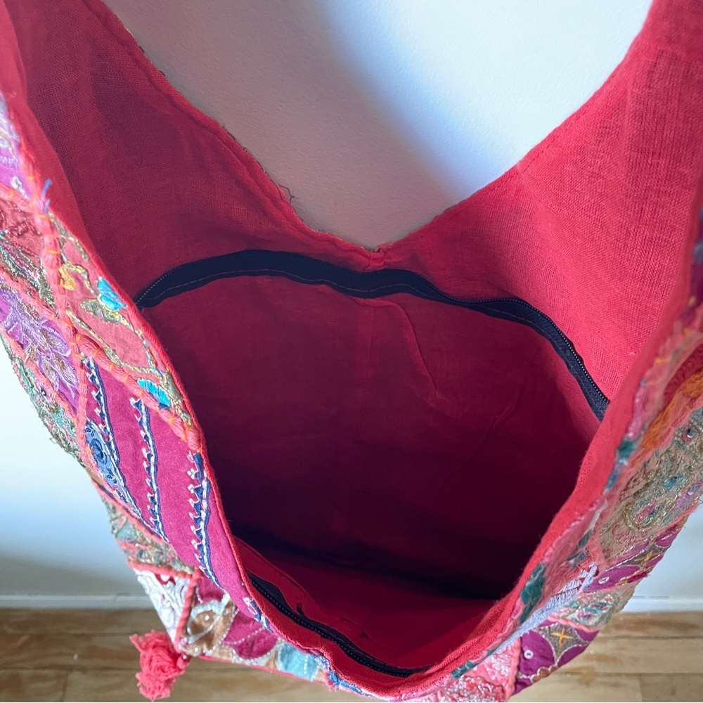 VINTAGE Banjara Patchwork Embroidered Shanti Hobo Bag Slouchy Boho Festival - Picture 8 of 12